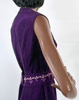 60s Purple Corduroy Mini Dress Embroidered Trim Lanz S/M VFG