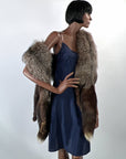Vintage Double Silver Fox Fur Stole Old Hollywood Glamorous VFG