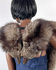 Vintage Double Silver Fox Fur Stole Old Hollywood Glamorous VFG
