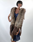 Vintage Double Silver Fox Fur Stole Old Hollywood Glamorous VFG