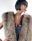 Vintage Double Silver Fox Fur Stole Old Hollywood Glamorous VFG
