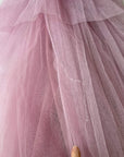Strapless Net Full Skirt Lilac Prom Dress Shelf Bust Party Cupcake 50s Vintage Small VFG