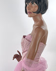 Strapless Net Full Skirt Lilac Prom Dress Shelf Bust Party Cupcake 50s Vintage Small VFG