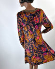 70s Panne Velvet Mini Dress Paisley & Sparkle Carole Little VFG