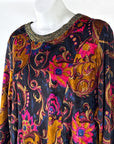 70s Panne Velvet Mini Dress Paisley & Sparkle Carole Little VFG