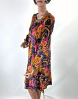 70s Panne Velvet Mini Dress Paisley & Sparkle Carole Little VFG
