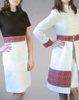 60s Mod Dress & Coat Set Women's Vintage Nehru Collar Paisley Trim Small to Medium VFG
