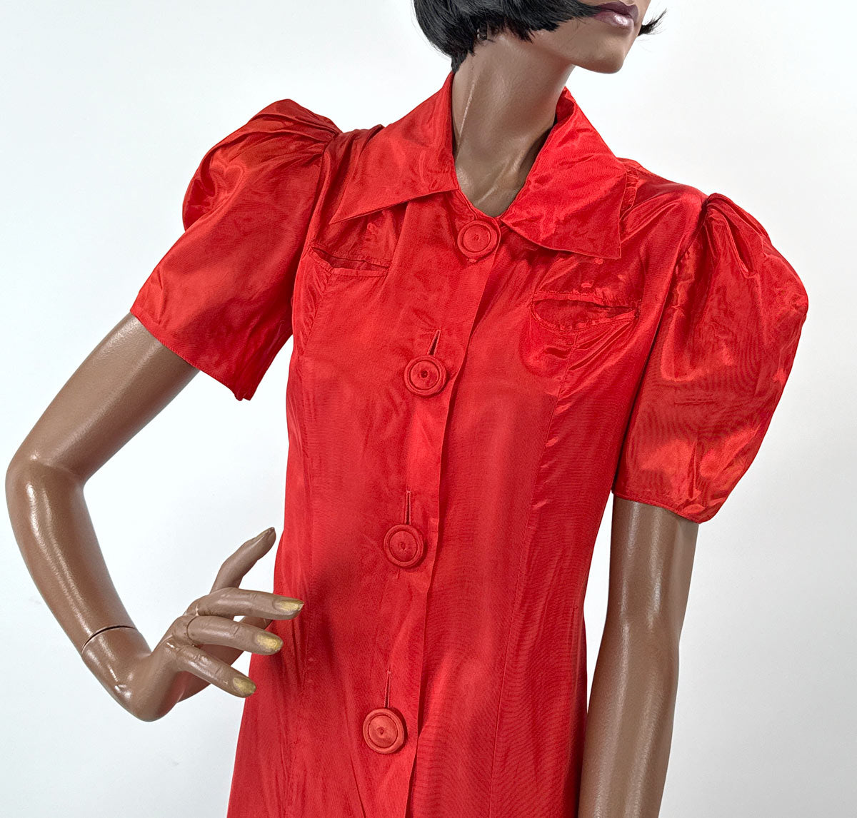 chinese dress ladies Red Dressing Gown 30s Vintage Robe M/L As-Is Marianne Frocks VFG
