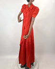Red Dressing Gown 30s Vintage Robe M/L As-is Marianne Frocks VFG