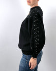 Women's 80s Gem Sweater Cropped 90s Pullover Hong Kong Beaded Sequinned Pearls Mariea Kim VFG