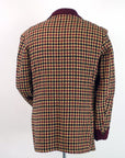 Vintage Mens Lounging Jacket Wool Check Maroon Tan Black Large Robe VFG