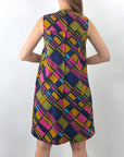 60s Mod Mini Dress Bold Plaid Trapeze As Is Small VFG