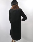 20s Cocoon Coat Mohair Plush Fur Collar Women's Vintage M/L VFG