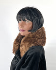 20s Cocoon Coat Mohair Plush Fur Collar Women's Vintage M/L VFG