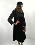 20s Cocoon Coat Mohair Plush Fur Collar Women's Vintage M/L VFG