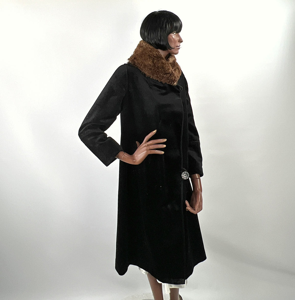 【Andequal】collar fur cocoon coat(チャコール) collar fur cocoon coat – andequal