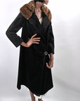 20s Cocoon Coat Mohair Plush Fur Collar Women's Vintage M/L VFG