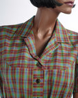 Deadstock 50s 60s Day Dress Plaid Shirtwaist Style Vintage Shift Large Nancy Frock Dan River VFG