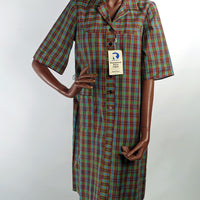 New Old Stock 50s 60s Plaid Day Dress Shirtwaist Style Vintage Shift Large Nancy Frock Dan River VFG