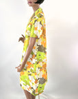 Vintage 60s Day Dress Floral Print Deadstock Earth Tones L/XL