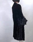 30s Crushed Velvet Jacket Black Dramatic Vintage Attached Scarf Women's S/M VFG