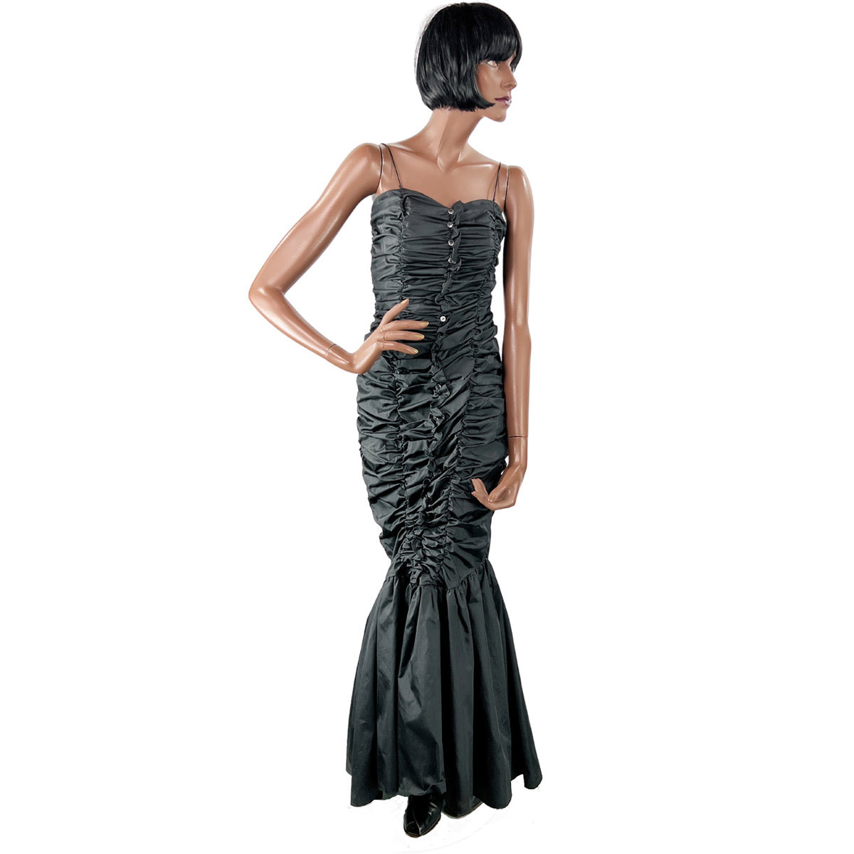 80s Mermaid Evening Gown Morticia Goth Barbie Women's Vintage Xs Climax Karen Okada VFG
