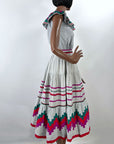 70s Patchwork Full Skirt & Blouse 80s Vintage Seminole Style S/M Origins
