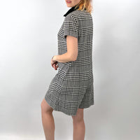 60s Vintage Mod Mini Jumpsuit Scooter Women's Houndstooth Wool Hot Pants M/L VFG Pant'her Plus College Town