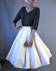 50s Women's Dress Black & White Vintage Full Skirt Medium Fit & Flare Pat Hartly Estevez? VFG