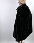 Vintage 20s Evening Cape Silver Lamé Flower Collar Women's Silk Velvet Cocoon Coat VFG
