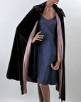 Vintage 20s Evening Cape Silver Lamé Flower Collar Women's Silk Velvet Cocoon Coat VFG