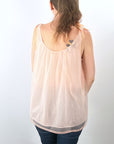 50s Nylon Chiffon Top Pink BabyDoll60s PJ Pajama Top Lace Roses VFG Van Raalte