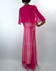 Hot Pink 20s Dress Vintage Chiffon & Cut Velvet Art Deco VFG
