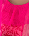 Hot Pink 20s Dress Vintage Chiffon & Cut Velvet Art Deco VFG