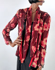 20s Vintage Chiffon Dress & Jacket Set Art Deco Floral Print VFG