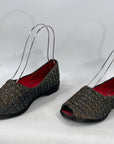 40s/50s Satin Wedge Peeptoe Slippers Vintage Quilted VFG