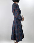 50s Vintage Day Dress Novelty Plaid Diagonal 60s Jewel Tones Small R&K Originals VFG