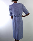 50s Vintage Day Dress Shirtwaist Blue Gingham Check Big Buttons R & K Originals VFG S/M