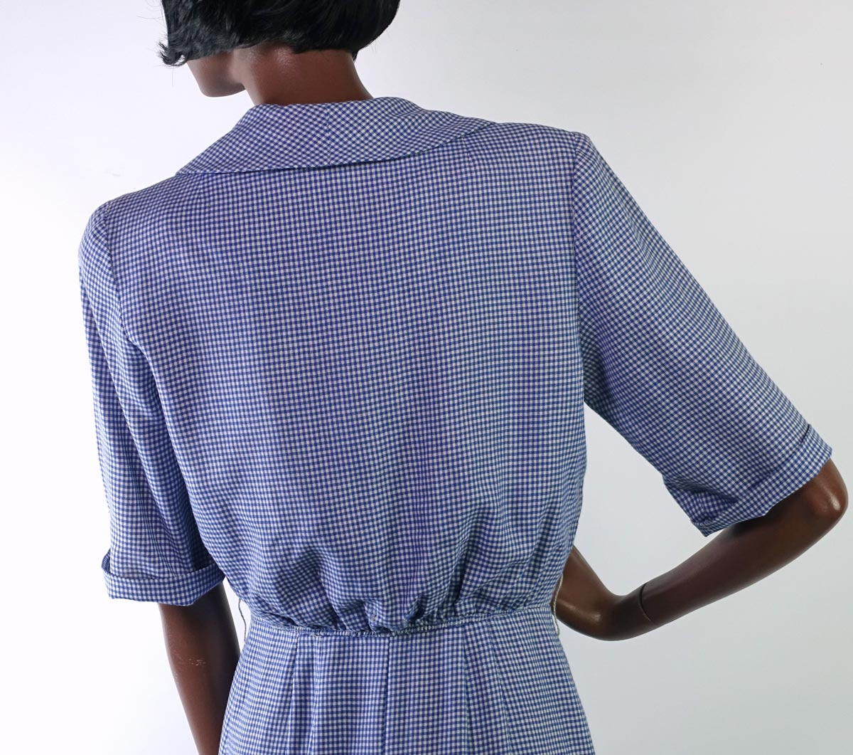 50s Vintage Day Dress Shirtwaist Blue Gingham Check Big Buttons R & K Originals VFG S/M 50s Vintage Day Dress Shirtwaist Blue Gingham Check Big Buttons R & K Originals VFG S/M