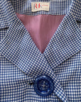50s Vintage Day Dress Shirtwaist Blue Gingham Check Big Buttons R & K Originals VFG S/M