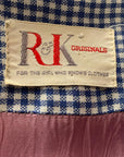 50s Vintage Day Dress Shirtwaist Blue Gingham Check Big Buttons R & K Originals VFG S/M