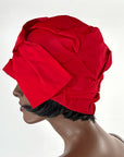 Vintage 60s Red Cloche Hat 20s Flapper Style Satin Bow VFG