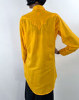 Deadstock 70s Western Cowboy Shirt Vintage Stop Sign Yellow Diamond Snaps 15M Rockmount VFG