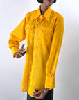 Deadstock 70s Western Cowboy Shirt Vintage Stop Sign Yellow Diamond Snaps 15M Rockmount VFG