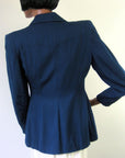 40s Vintage Gab Jacket Fit and Flare Navy Blue Medium Rollman's VFG
