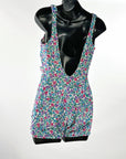 60s One Piece Pin Up Swimsuit Women's Vintage 70s Floral XL Perfection Fit by Roxanne VFG