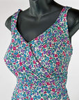 60s One Piece Pin Up Swimsuit Women's Vintage 70s Floral XL Perfection Fit by Roxanne VFG