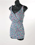60s One Piece Pin Up Swimsuit Women's Vintage 70s Floral XL Perfection Fit by Roxanne VFG