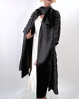 20s Cape Black Silk Satin Tiers Ruffles Gold Lamè Lining VFG