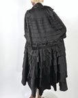 20s Cape Black Silk Satin Tiers Ruffles Gold Lamè Lining VFG